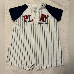 Baby boy Carter’s 24m 24 month baseball theme romper Navy Stripe “Play Everyday